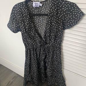 Princess Polly black and white polka dot ruffle dress